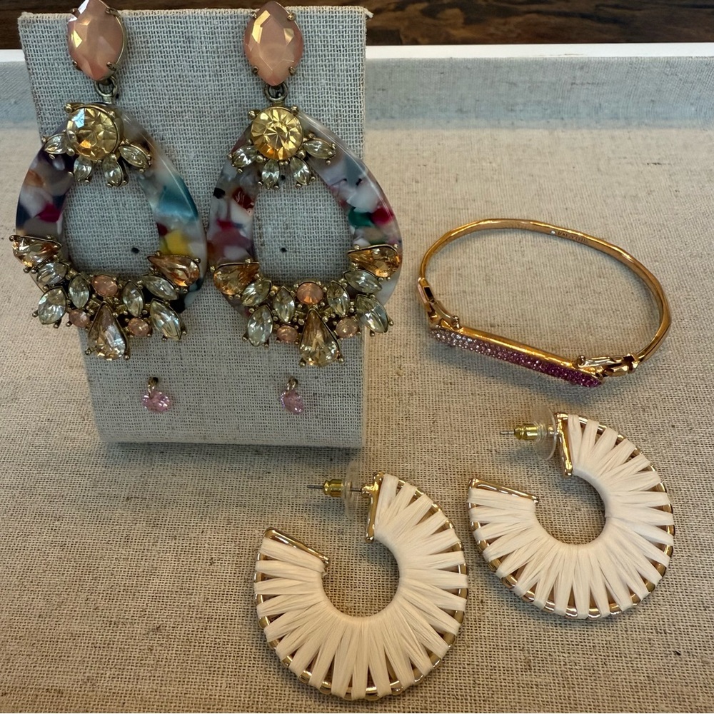 Park Lane Multicolor Statement Earrings and Gold Bangle Set